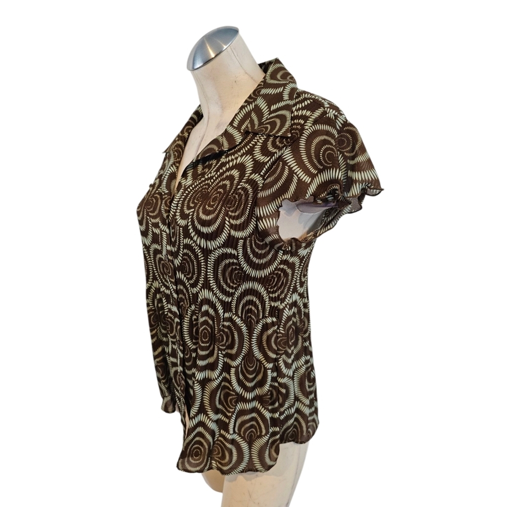 3/$25 Sere Nade Size L Brown Patterned Women's Top - Picture 3 of 5